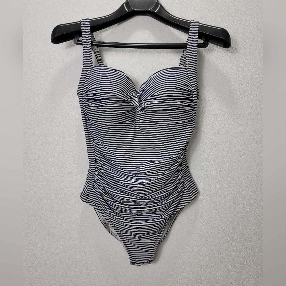 Nip Tuck Swim Twisted & Ruched Front Swimsuit 10sz - image 1